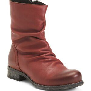 NEW ERIC MICHAEL Made In Portugal Leather Waterproof Dana Booties bordeaux 663tn